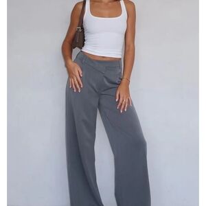 White Fox Boutique Charcoal Wide-Leg Pants